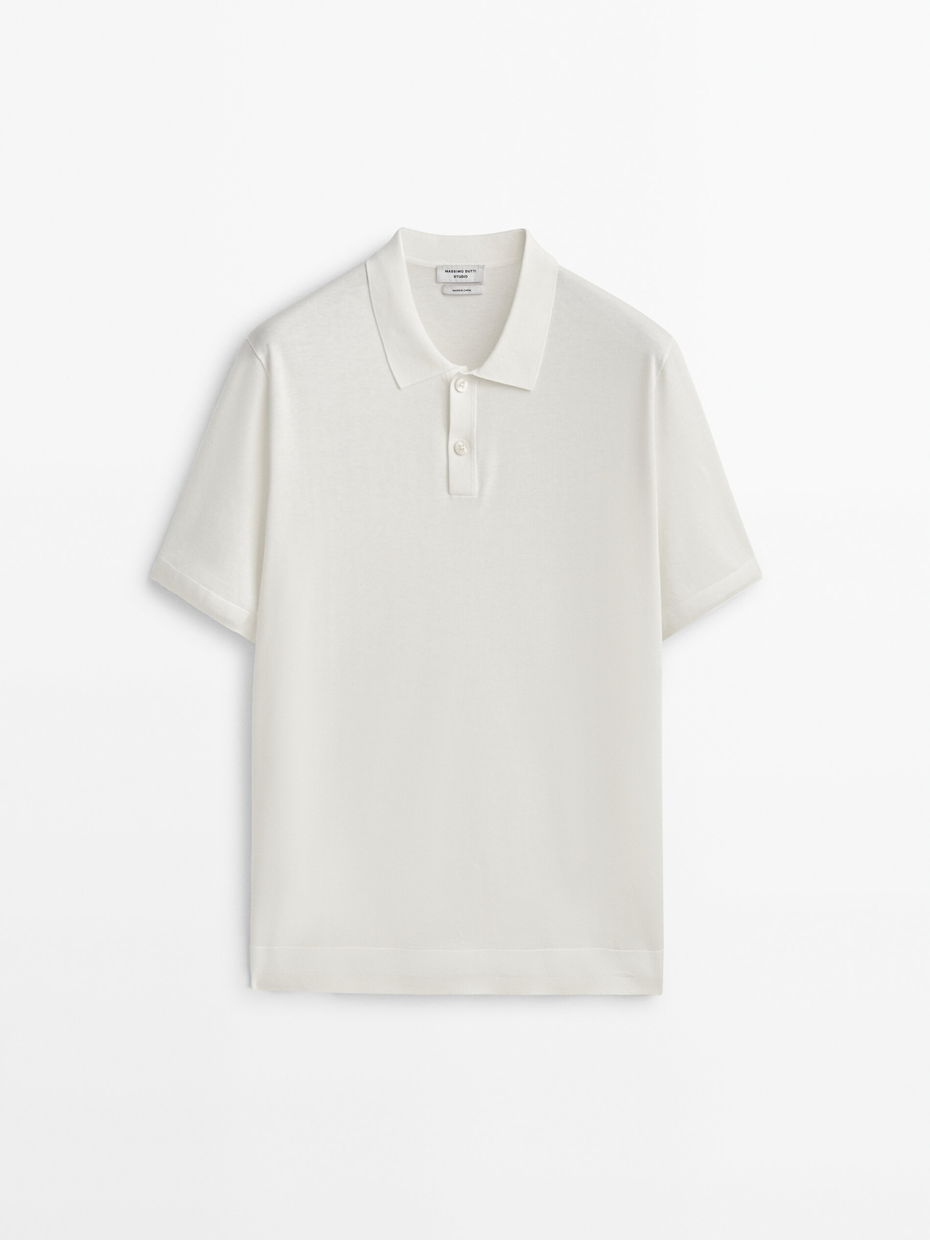 Camisa polo em mistura de algodão e seda - Studio - OFF WHITE