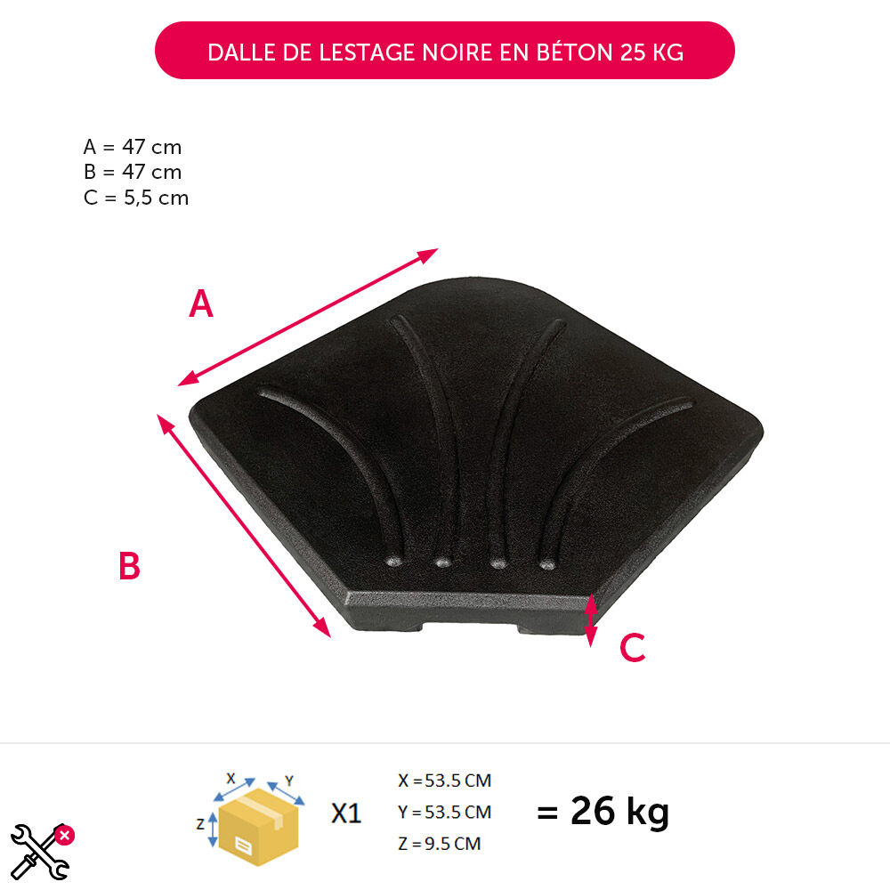 Dalle de lestage noire en béton 25 kg