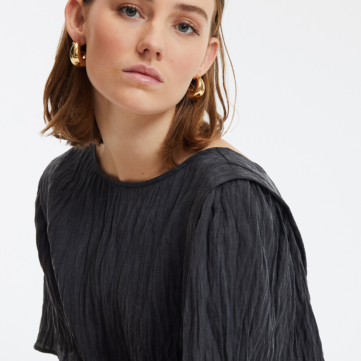 COLEÇÃO LA REDOUTE<br>Vestido curto evasê com mangas curtas em formato de borboleta