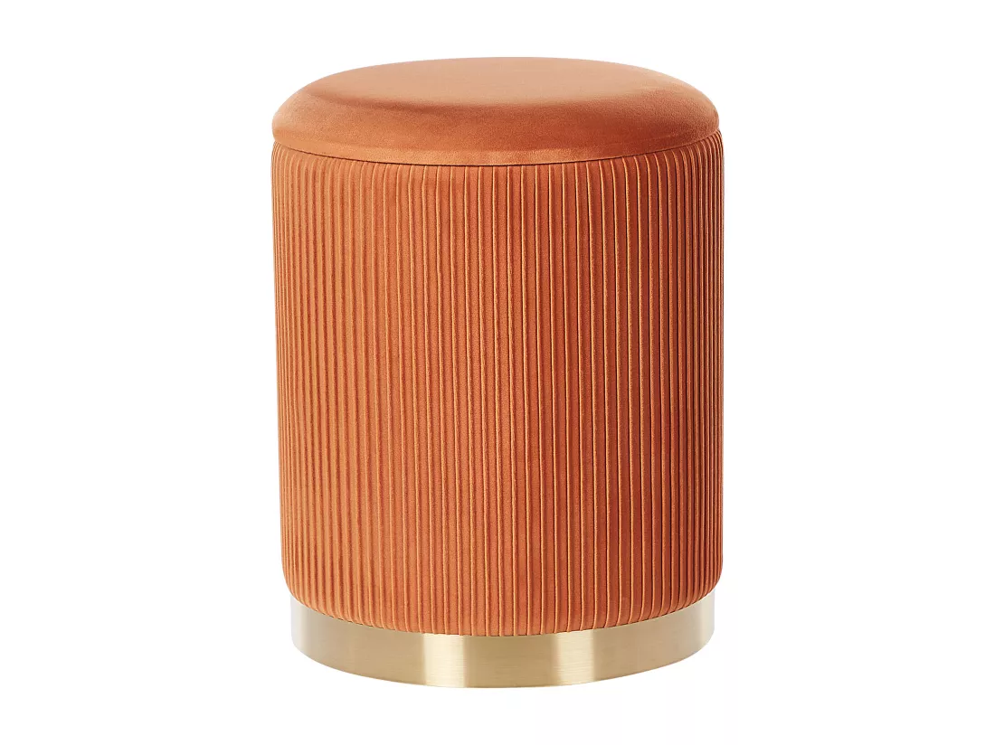 Set de 2 poufs en velours orange avec rangement MIRAMAR