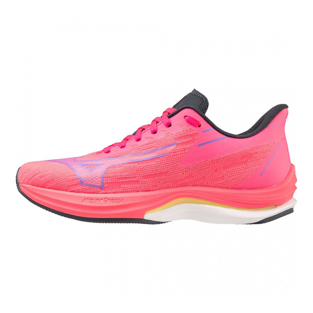 Mizuno WAVE REBELLION SONIC - Chaussures running Femme high-vis pink/purplepunch/o.blue