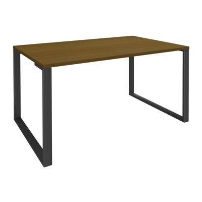 Bureau droit LOFTER - L180 cm - Plateau imitation noyer - pied Carbone