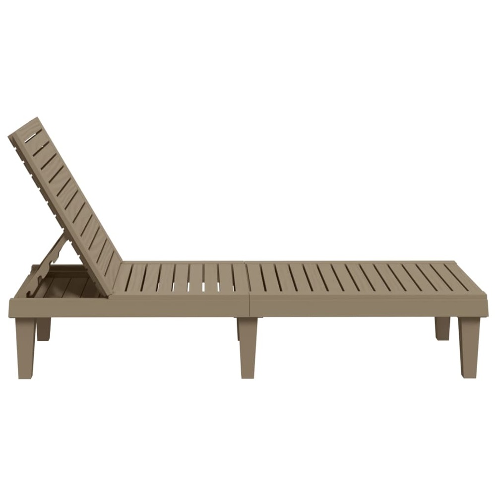 Transat chaise longue bain de soleil lit de jardin terrasse meuble d'extérieur marron clair 155 x 58 x 83 cm polypropylène 02