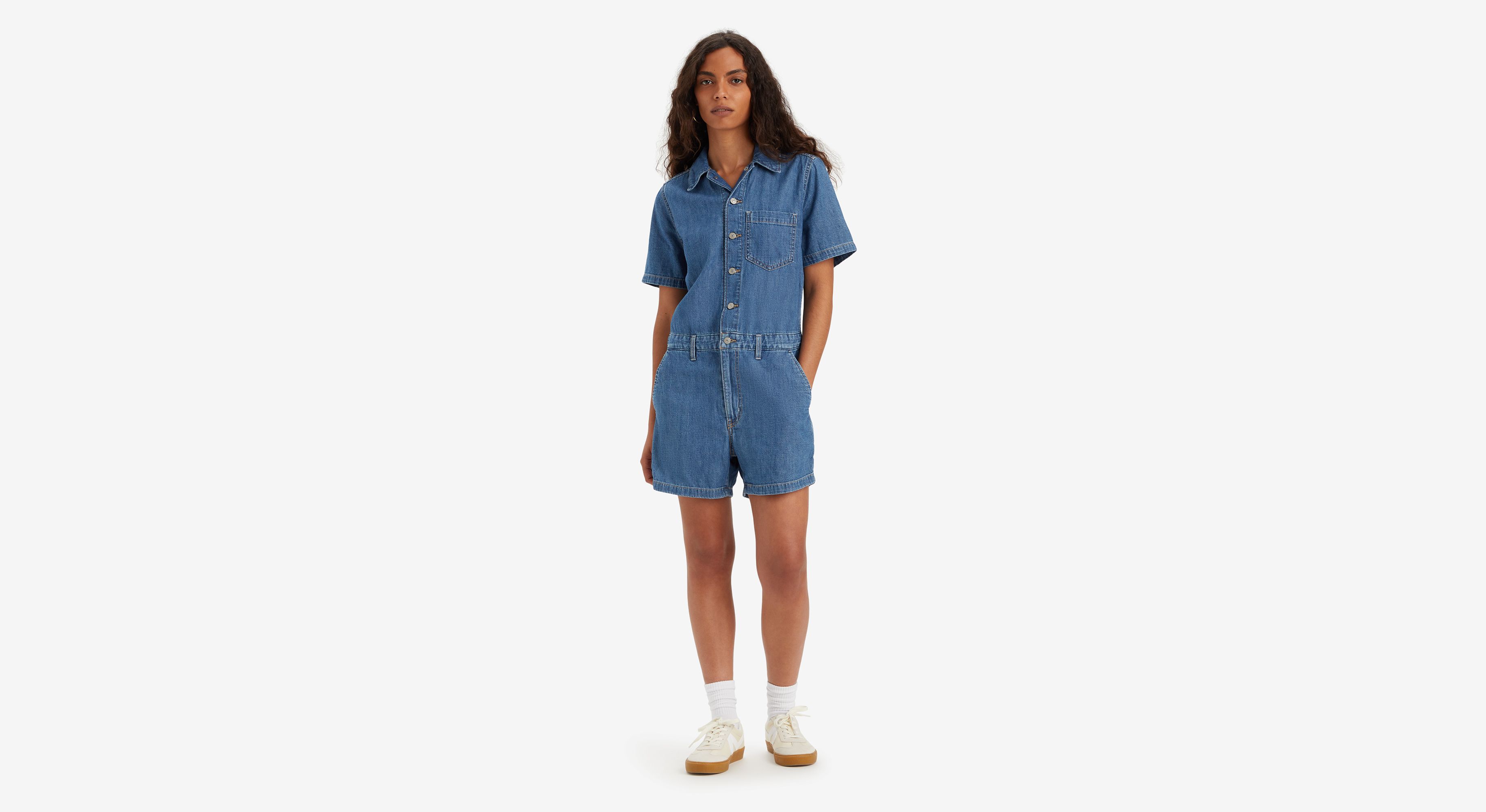 Combishort manches courtes Heritage - Playday Jumpsuit - Bleu