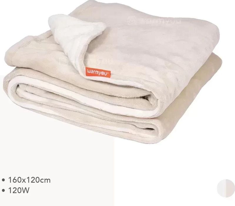Warmyou Cuddels - Elektrische deken - Warmtedeken - Fleece - 3 standen - 160x120cm - Taupe / Creme