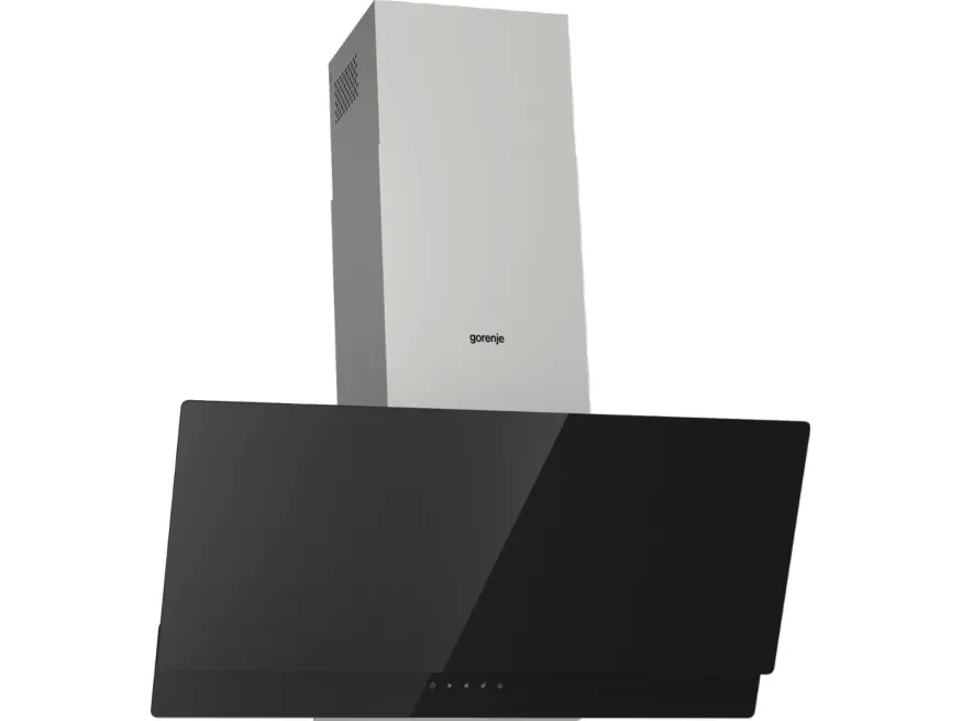 Gorenje Essential WHI949EXBG - Hætte - skorsten vinklet - bredde: 90 cm - dybde: 33.5 cm - udtrækning og recirkulation (-) - med intern motor - rustfrit stål/sølv