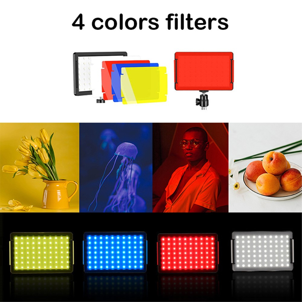 (145x96mm) LED Video Beleuchtung Foto Selfie Licht Studio Ausrüstung mit Mini Tripod (5600K) - Schwarz
