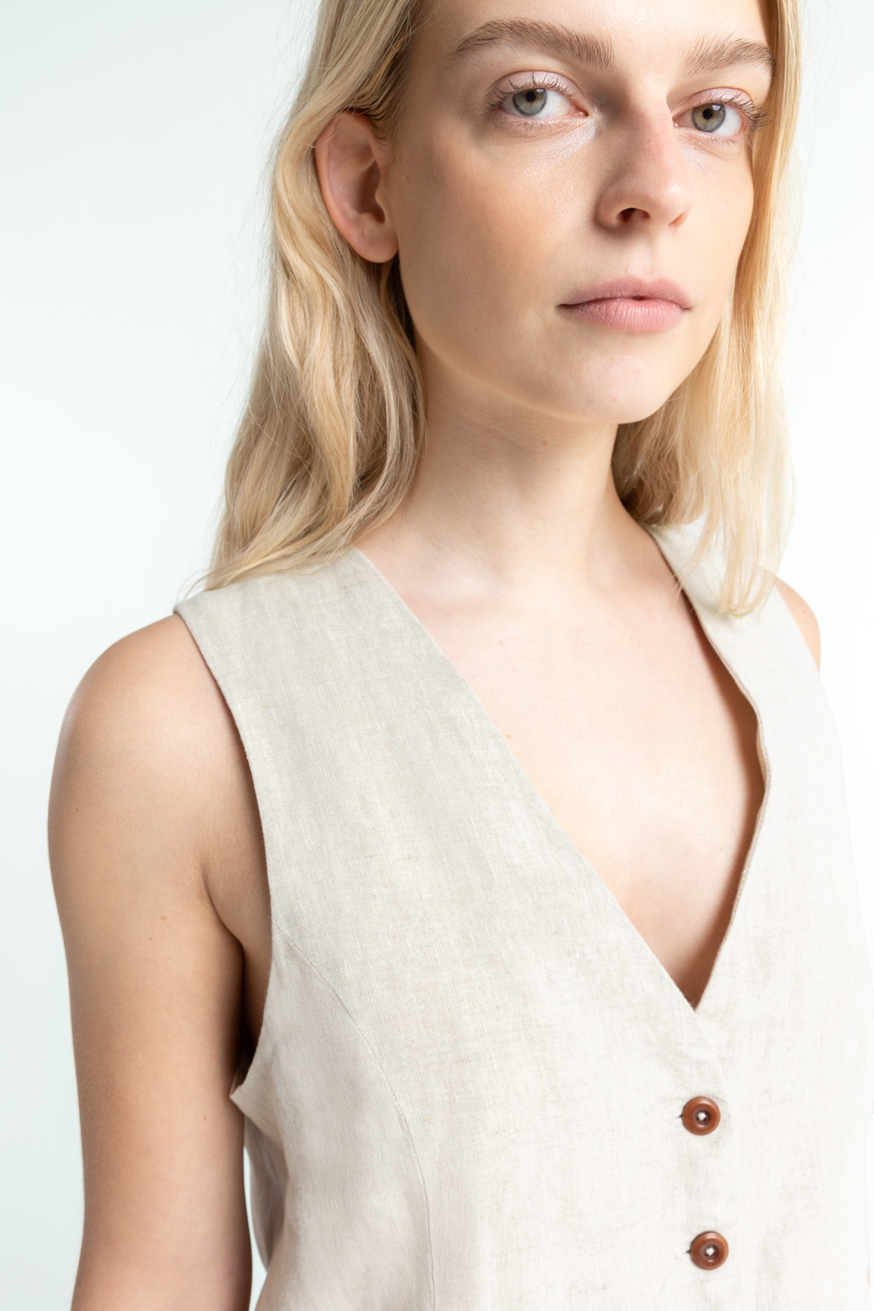 Kings Of Indigo Weste Lucia Undyed Linen