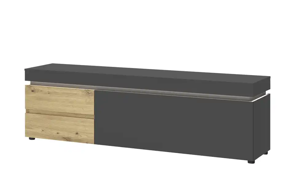 TV-Lowboard Luci Anthrazit, Eiche Artisan (Nachbildung) 181 cm