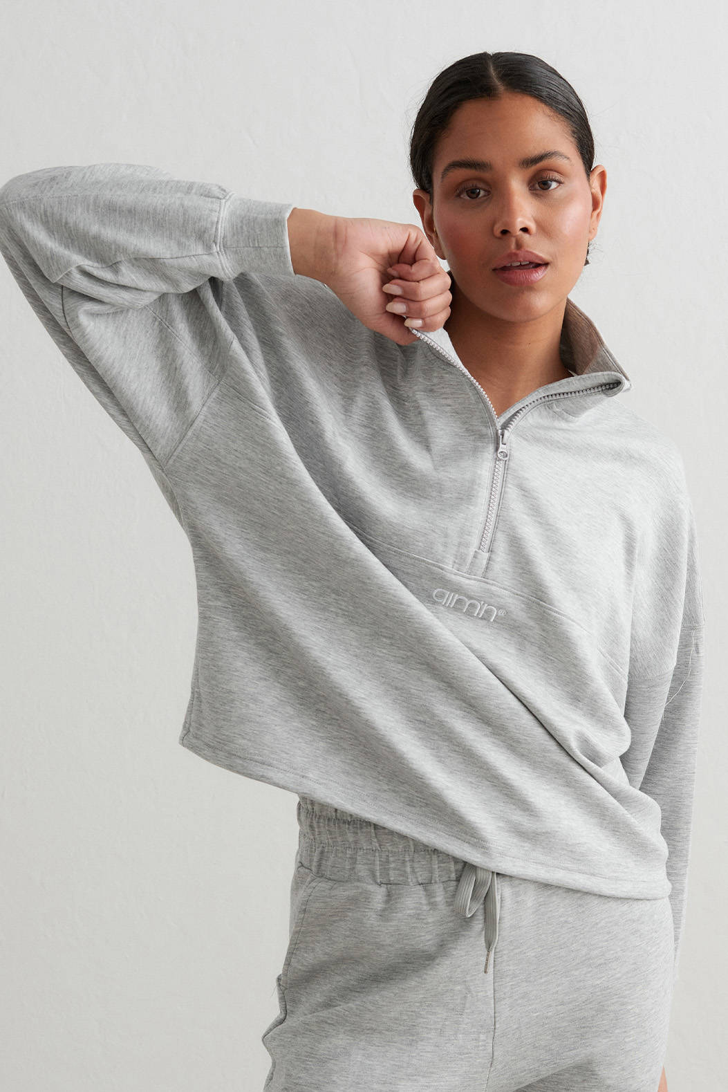 Aim'n sportsweater lichtgrijs melange