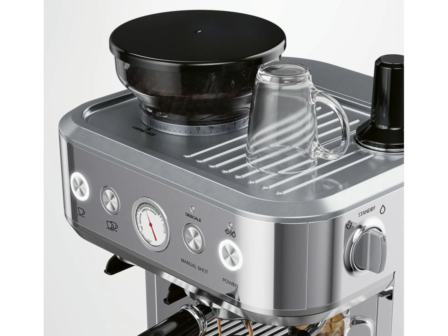 SILVERCREST&reg; KITCHEN TOOLS professional portafilter machine SSMP 1770 A2, with integrated grinder