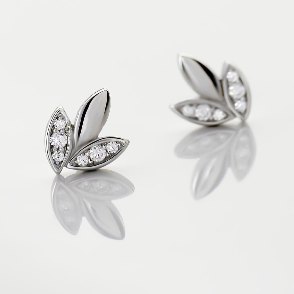 Boucles D'oreilles Puces Tihana Argent Blanc Oxyde De Zirconium