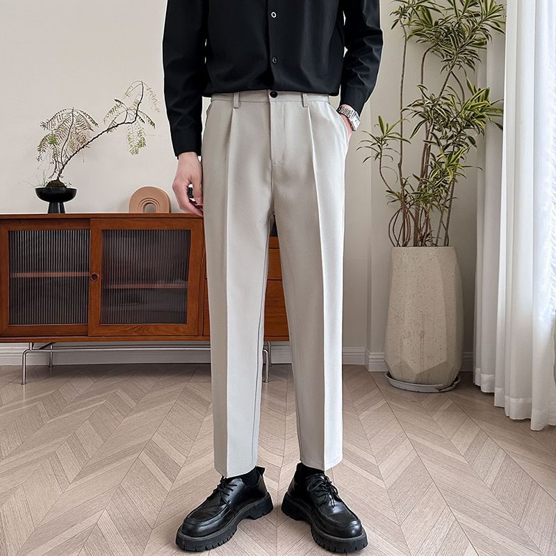 Bay Go Mall - Mid Rise Plain Straight Leg Dress Pants