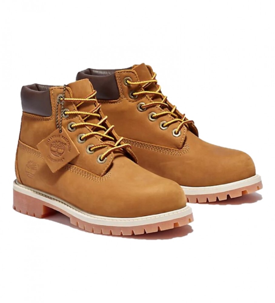 Botas Timberland de couro premium WP de 6 polegadas, marrom.