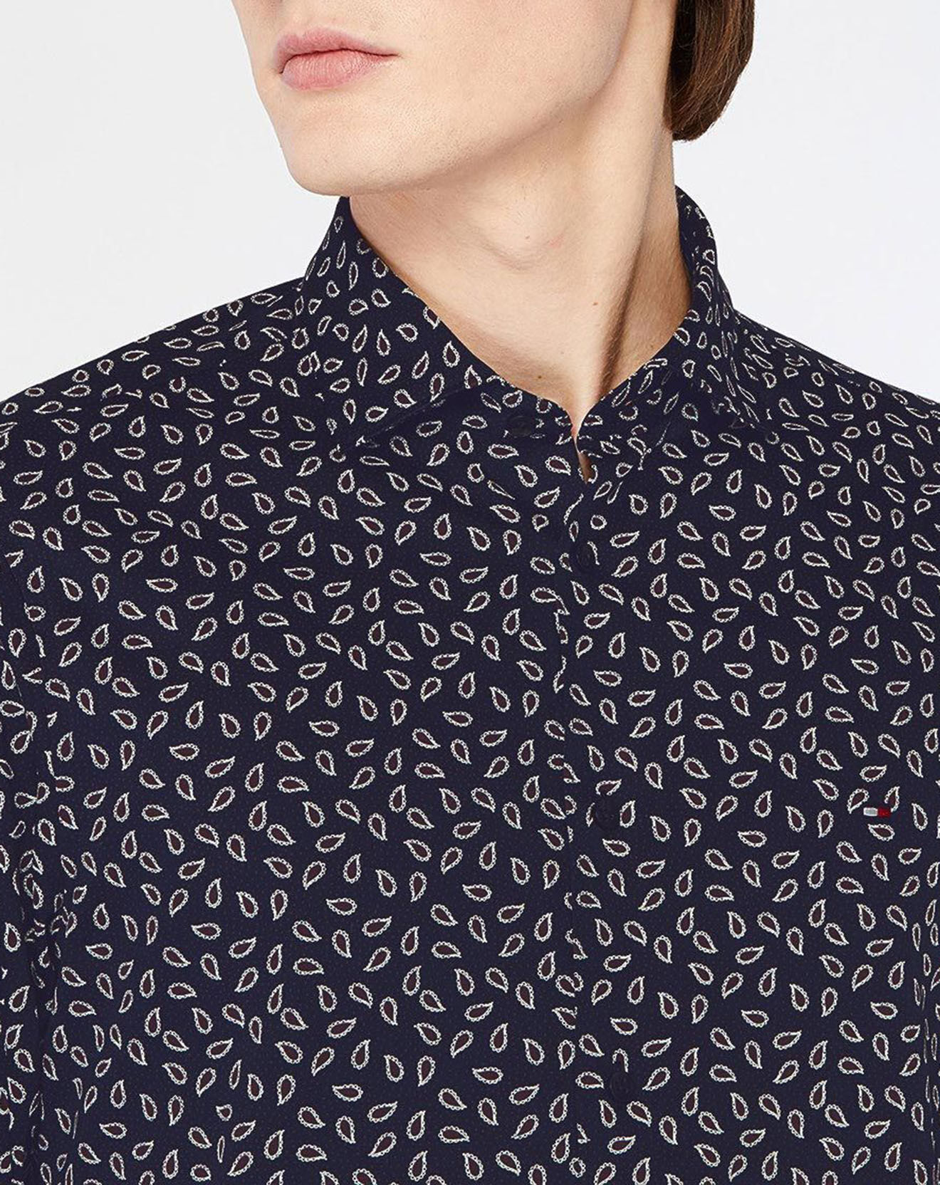 Tommy Hilfiger Chemise slim en Jersey Mini Paisley bleu marine