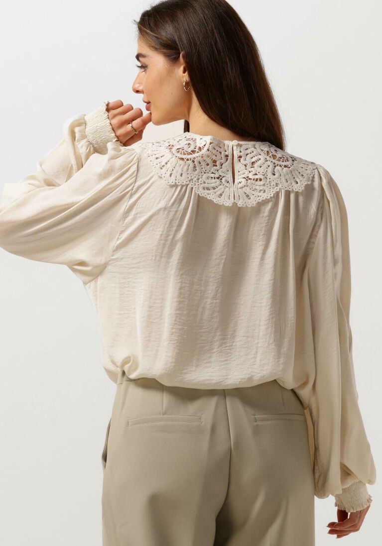 SUMMUM gebroken wit summum blouse top drapy satin