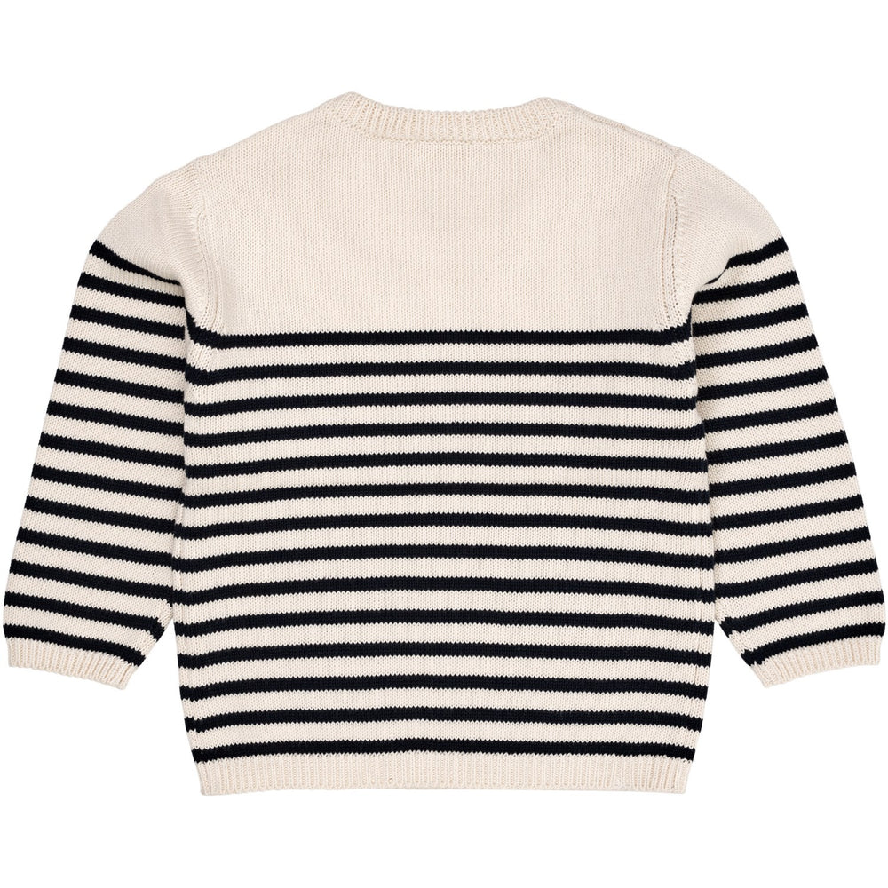 Cream Navy Combi Strikket Striped Sailor Sweater