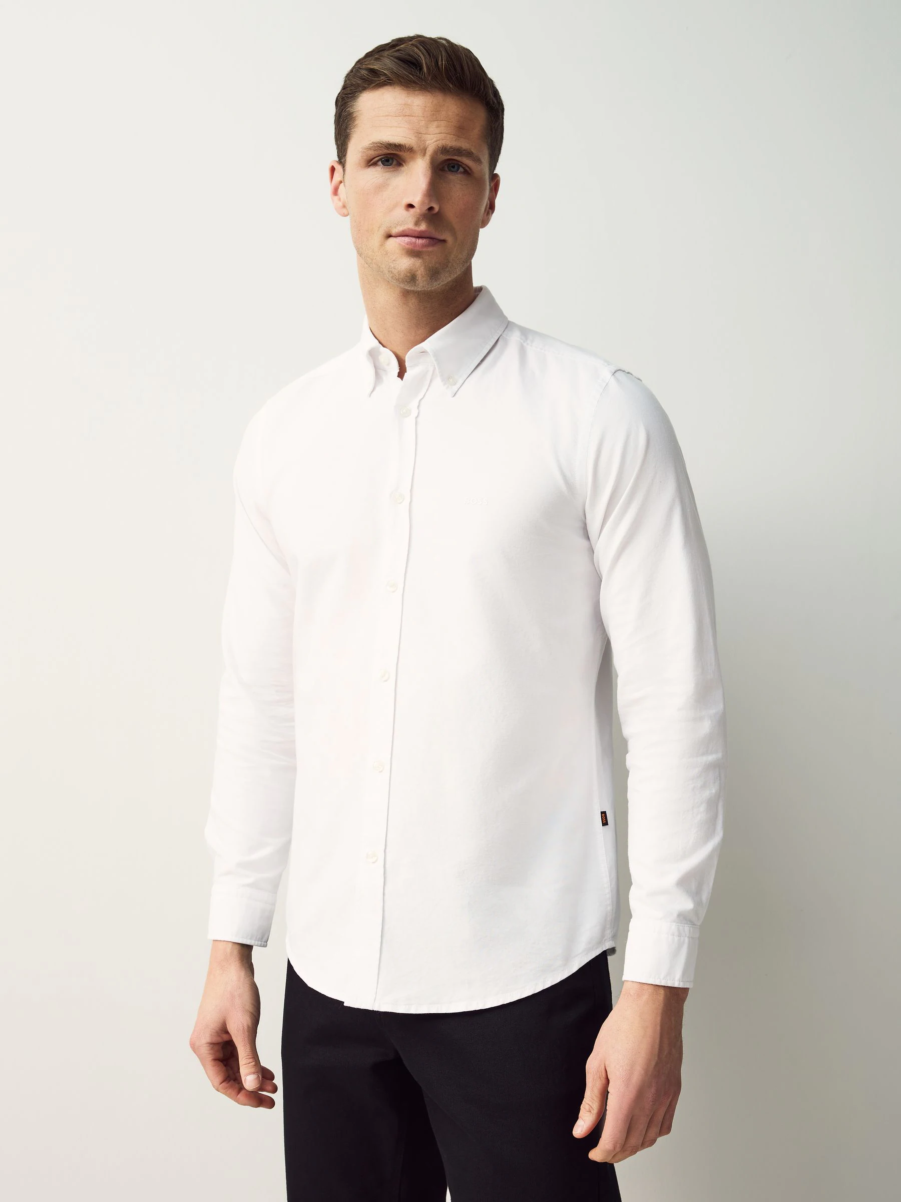 Wit - BOSS Regular Fit Button Down Cotton Shirt