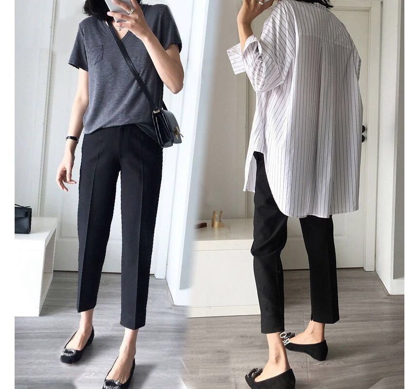 Levsayte - Maternity High Waist Plain Cropped Tapered Pants