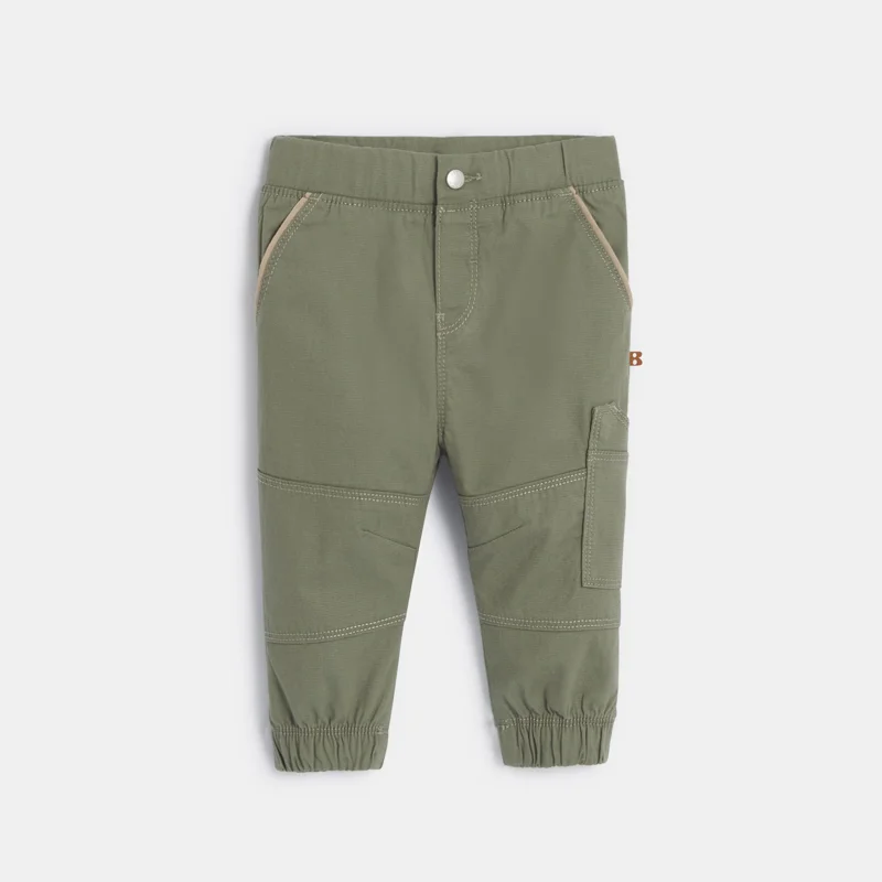 Pantalon coton fantaisie bas resserré vert bébé garçon Vert