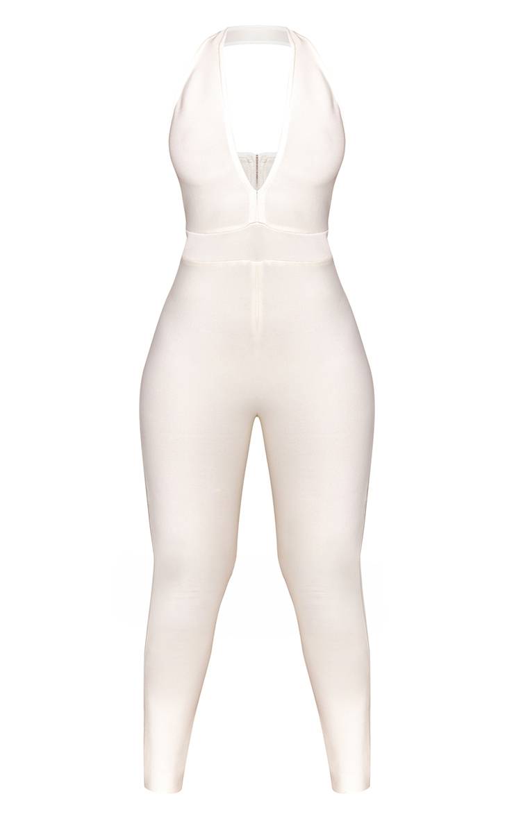 Crème Combinaison Bandage Sculptante À Dos Nu Et Col Licou