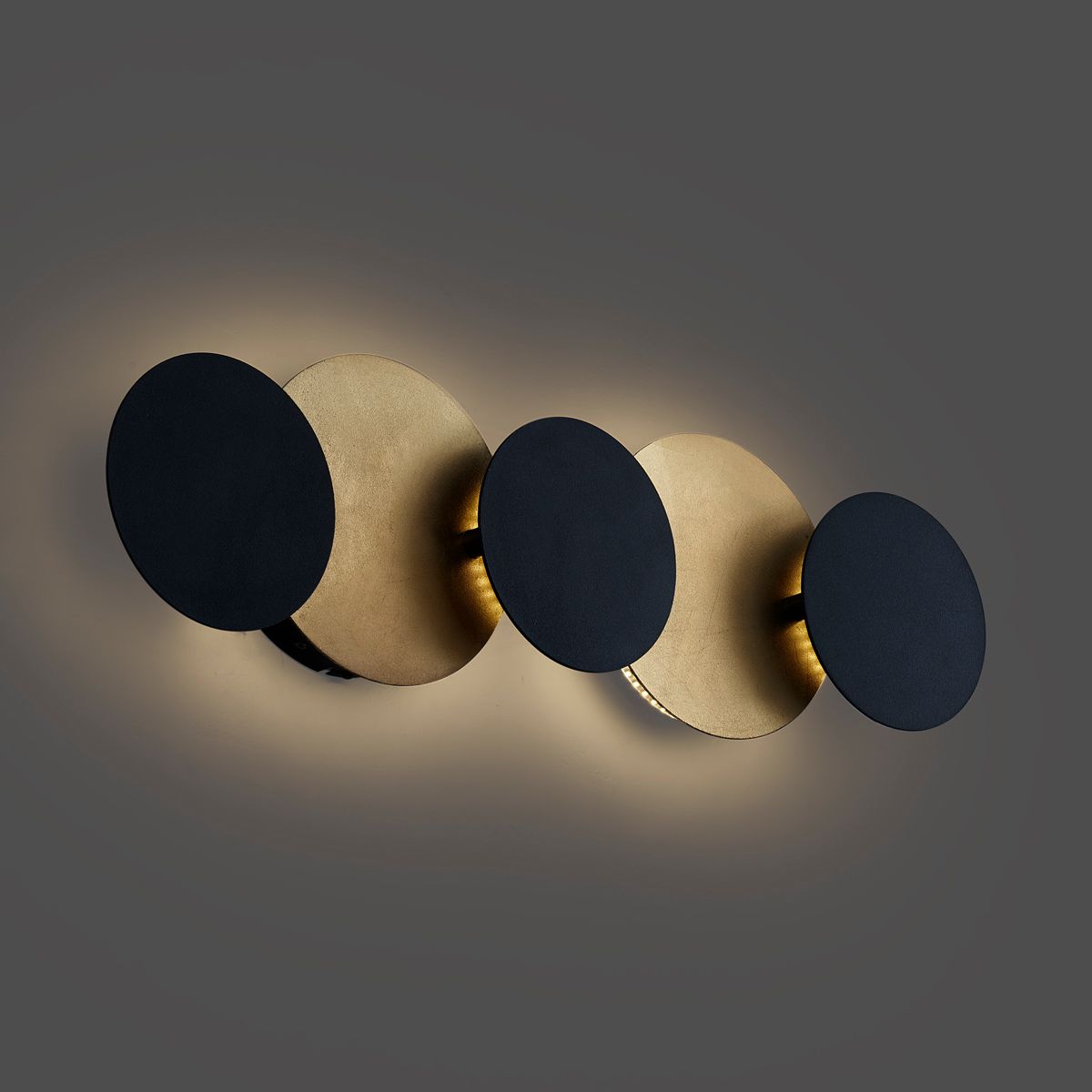 Moderne wandlamp zwart met goud incl. LED 3-staps dimbaar 5-lichts - Sunrise 3