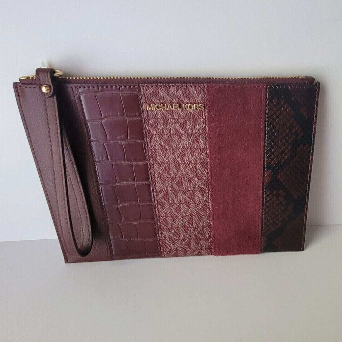 Michael Kors Pochette en Cuir zippée XL Jet Set Travel merlot/multicolore - 24.13x17.14x12.7 cm