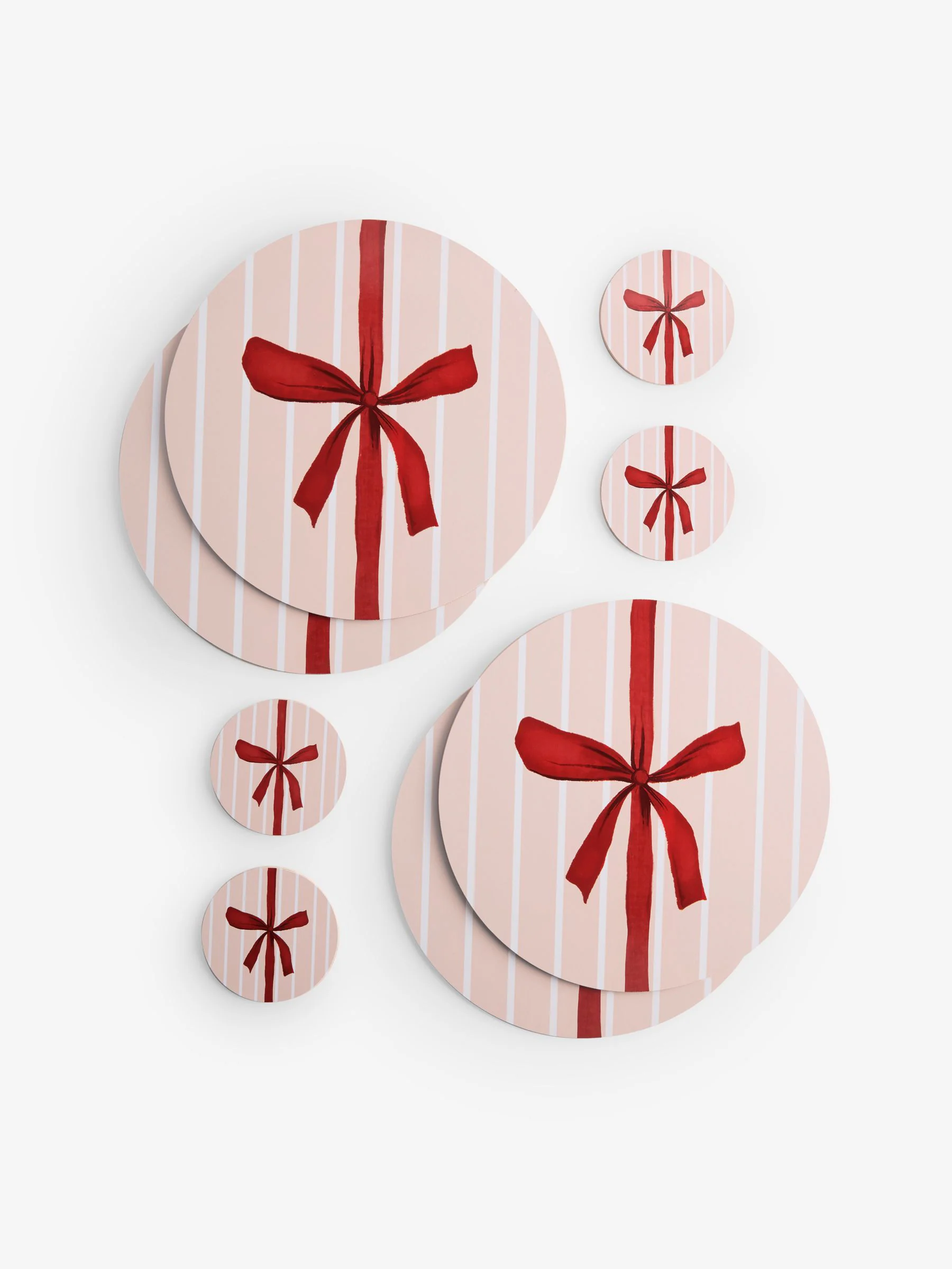 4 Pieces Kerstmis Strik Placemats en Onderzetters Set met kurken achterkant