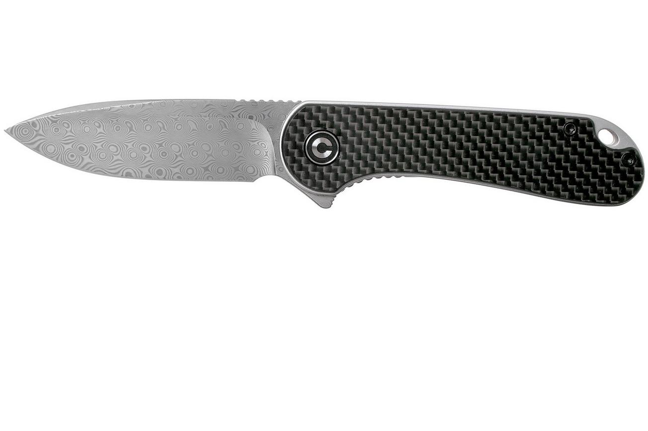 Civivi Elementum C907DS Damascus, Carbonfiber & Black G10 zakmes