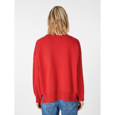 Damen-Strickpullover V-Ausschnitt, Rot