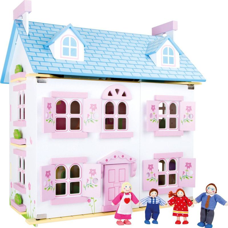 Small Foot - Poppenhuis - Blauw - Hout - Inclusief Figuren en Accessoires