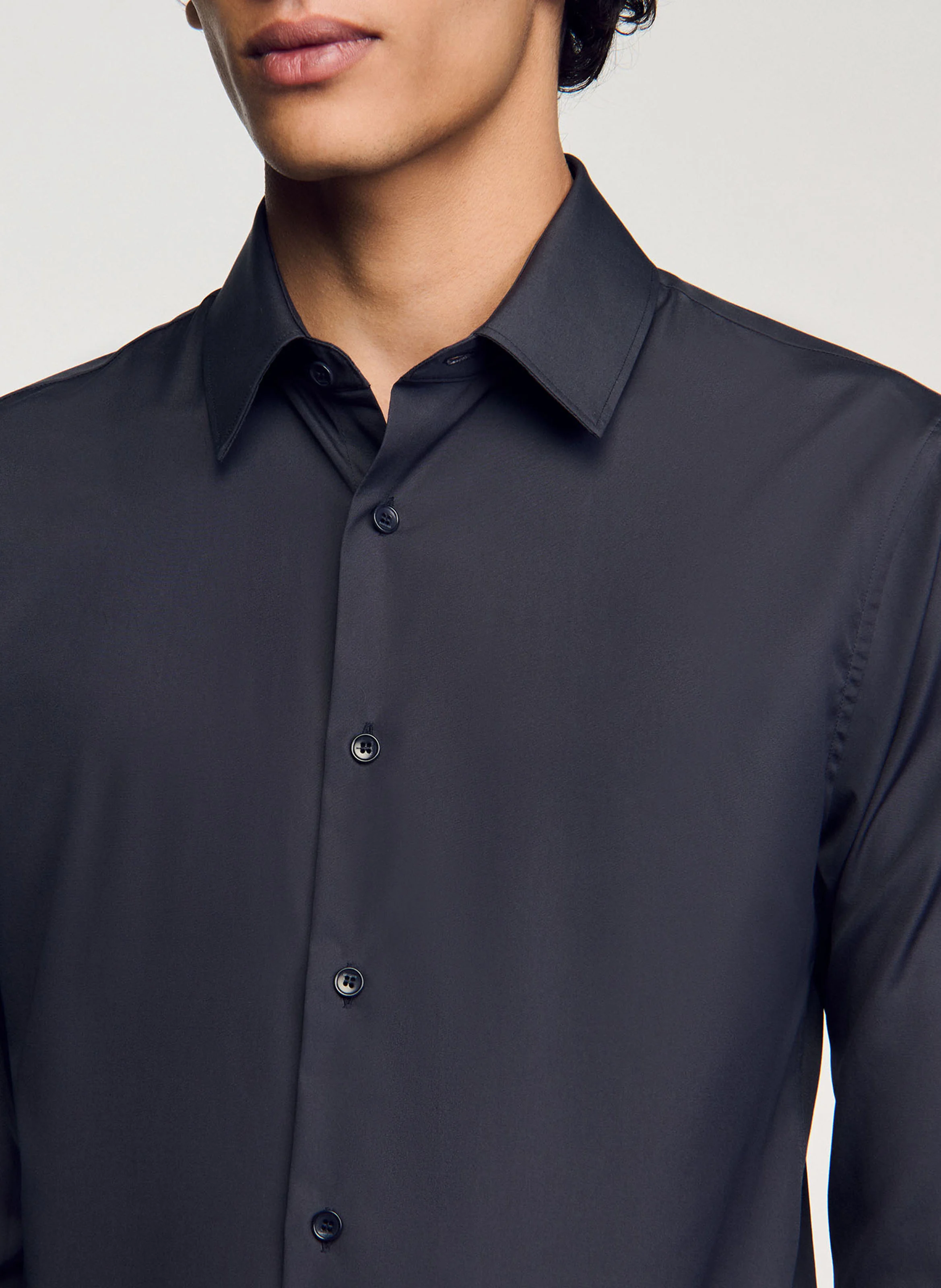 Chemise à manches longues en coton| Gris