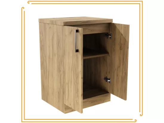 Meuble de salle de bain sur pied 50cm, commode avec étagère pour lavabo encastré, blanc