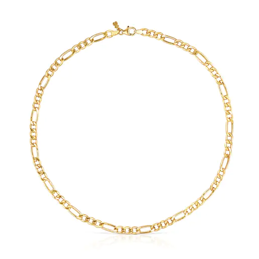 Gargantilha TOUS Chain com corrente mista e banho de ouro 18k sobre prata.