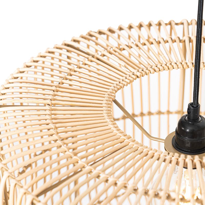 Oosterse hanglamp zwart met rotan kap - Maud