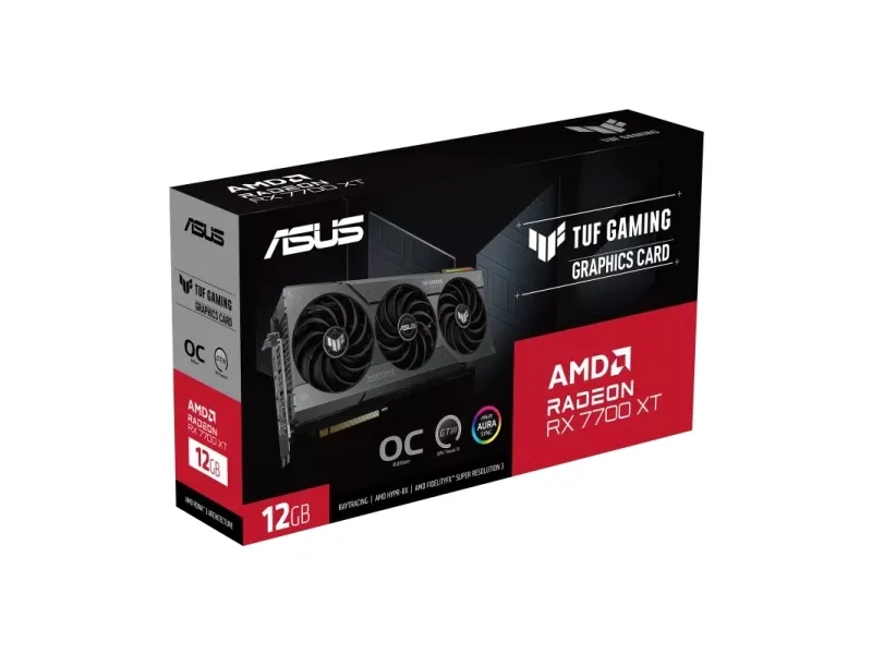 ASUS TUF Gaming Radeon RX 7700 XT 12GB - OC Edition - grafikkort - Radeon RX 7700 XT - 12 GB GDDR6 - PCIe 4.0 - HDMI, 3 x DisplayPort - boks