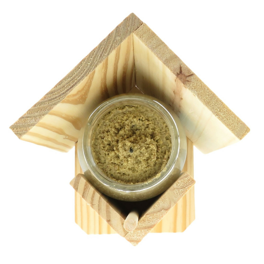 1 pot de beurre d'arachides et son support h15 cm, pour oiseaux