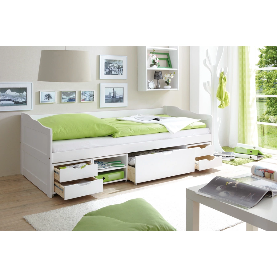 TICAA Sofabett Funktionsbett Gästebett Marlies Kiefer Weiß Weiß