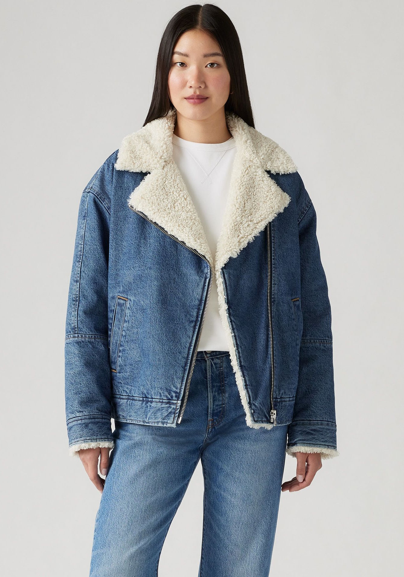 Levi's® Jeansjacke »SHERPA FLIGHT JACKET« ohne Kapuze mit Sherpa-Futter