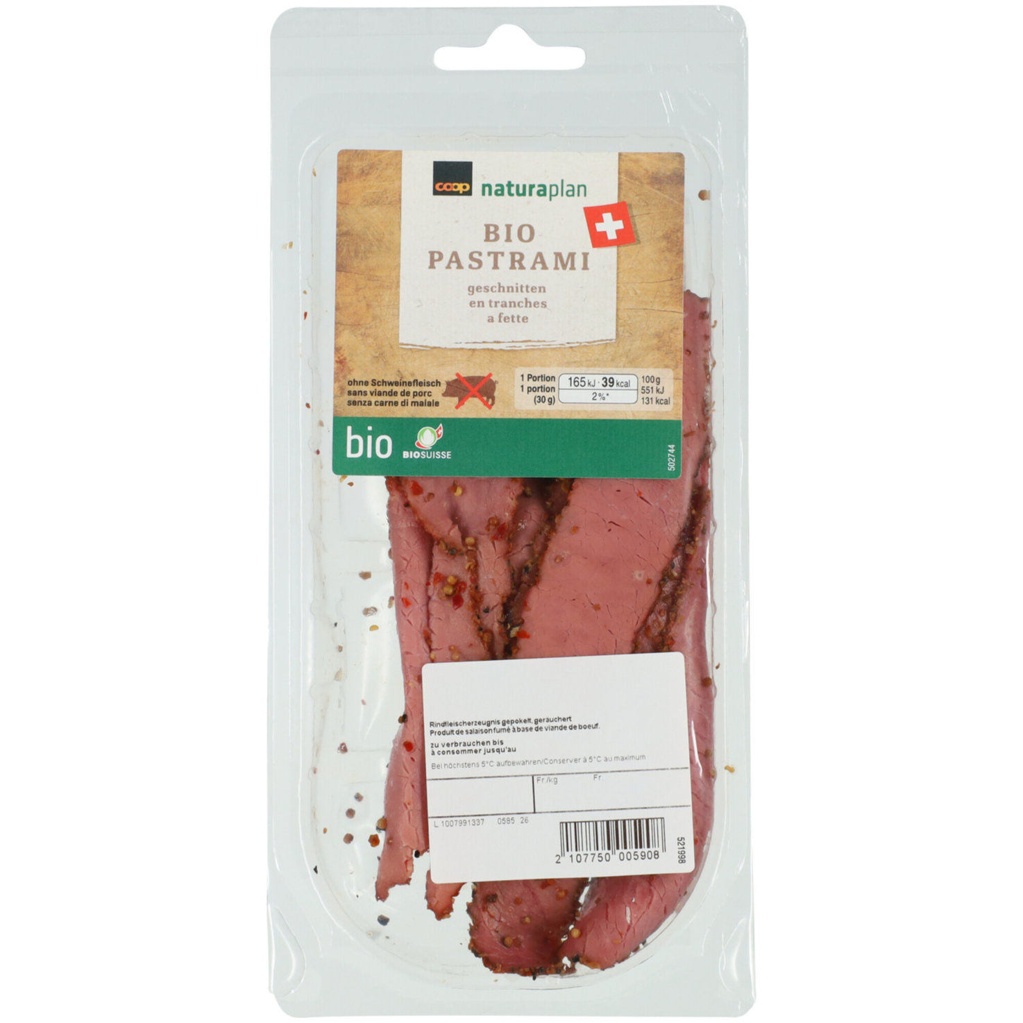 Naturaplan Bio Pastrami geschnitten ca. 100g