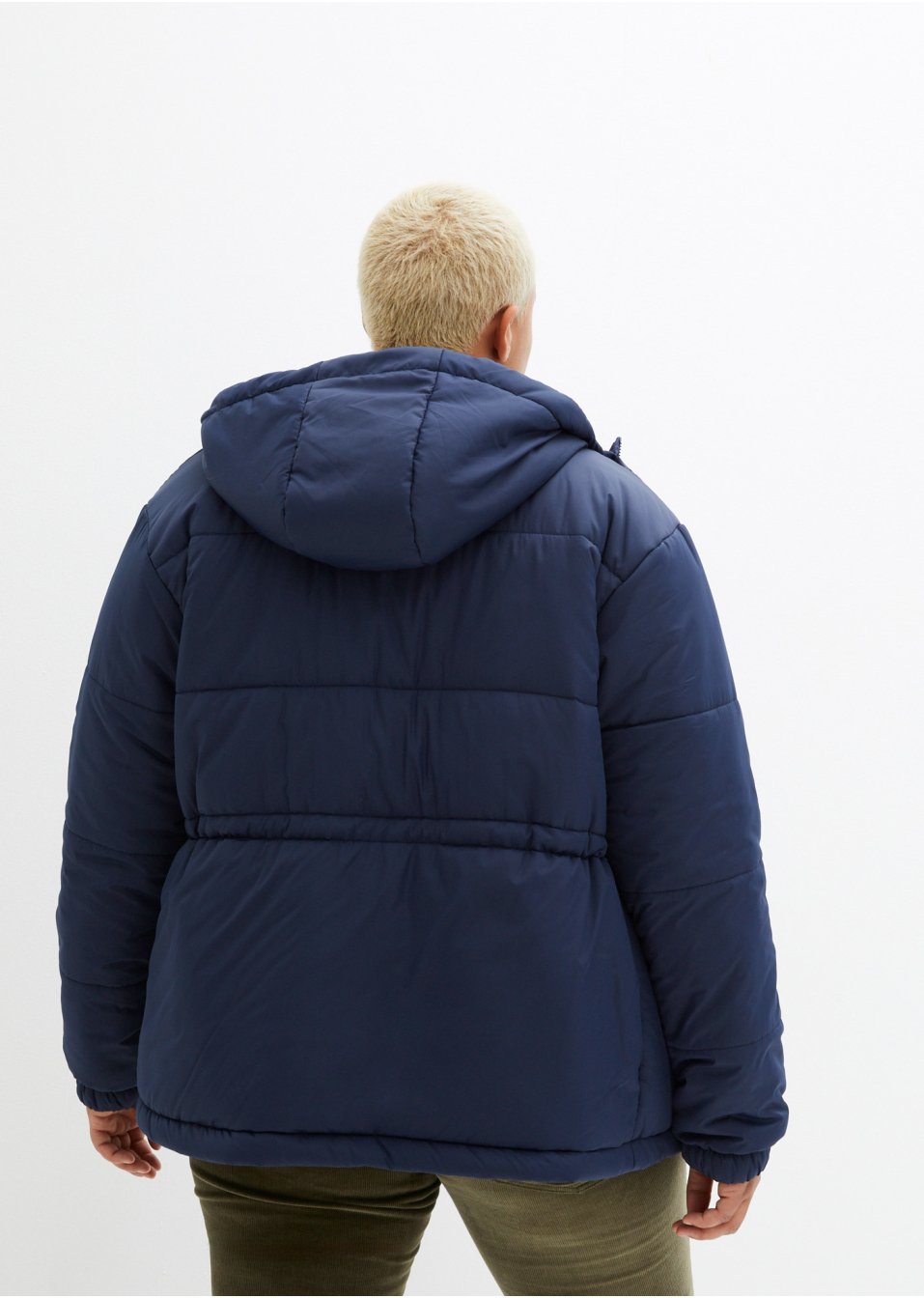 Veste matelassée raccourcie avec capuche et taille réglable