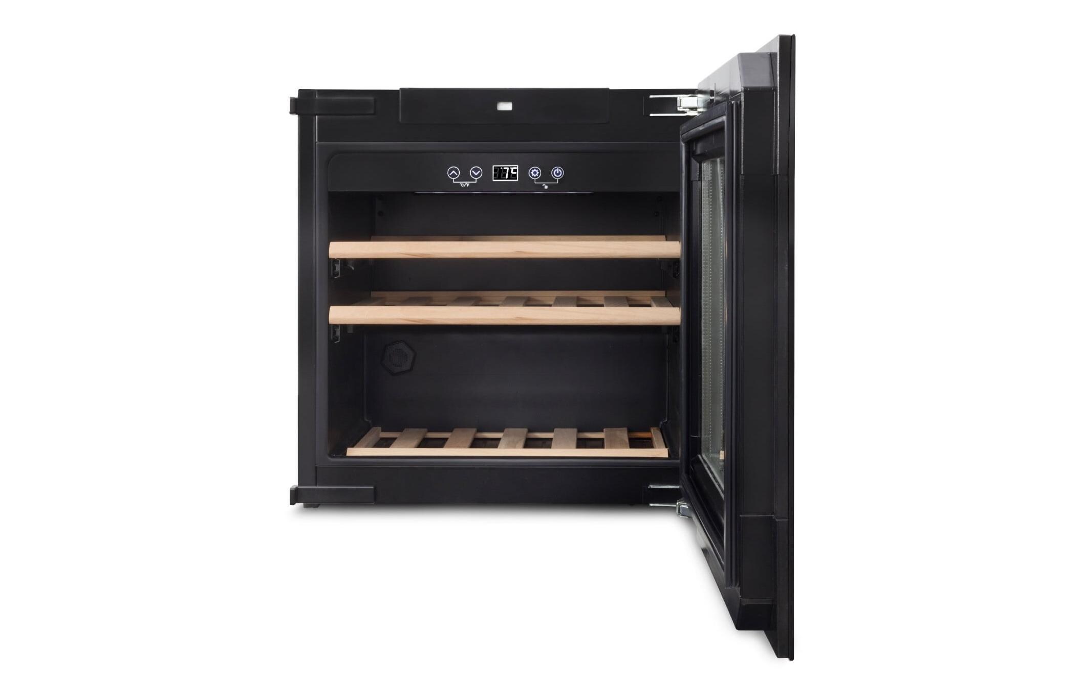 Einbauweinkühlschrank WineDeluxe E 29 Schwarz, Rechts<br>Einbau Weintemperierer mit Kompressortechnik