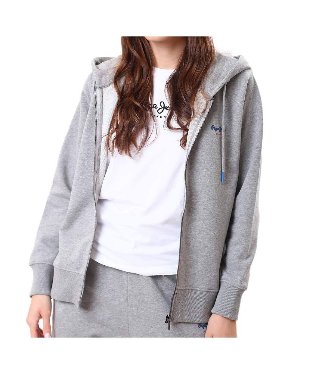 Sweat à Capuche Gris Femme Pepe jeans Calista Zipper