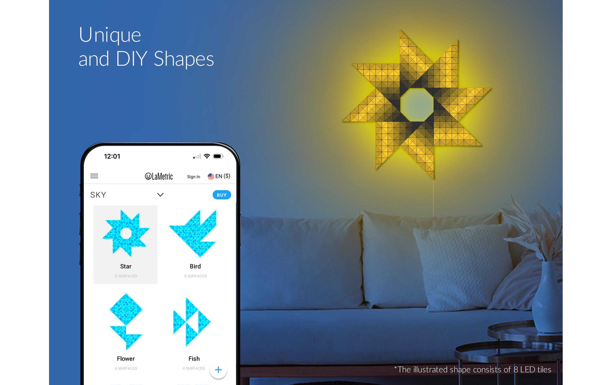 Sky Lightpanel Starter Kit, 2 Stück<br>Beleuchtung, atemberaubende Grafik, Wanduhr und Infobildschirm zugleich
