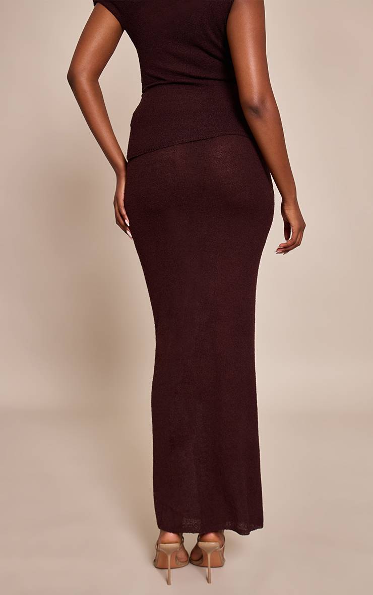 Chocolate Plum Jupe Longue En Maille Fine Effet Éponge