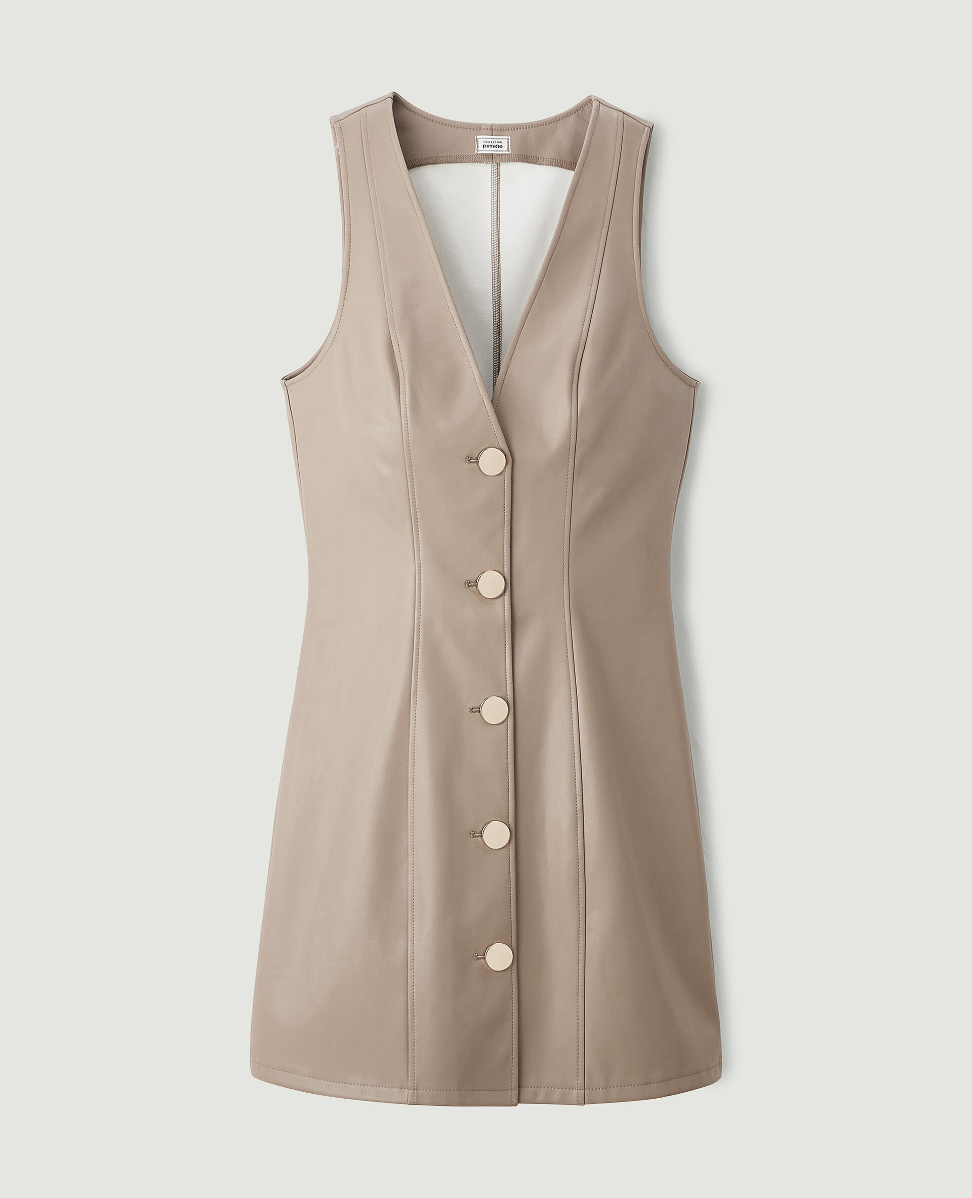Robe courte en simili cuir - Beige