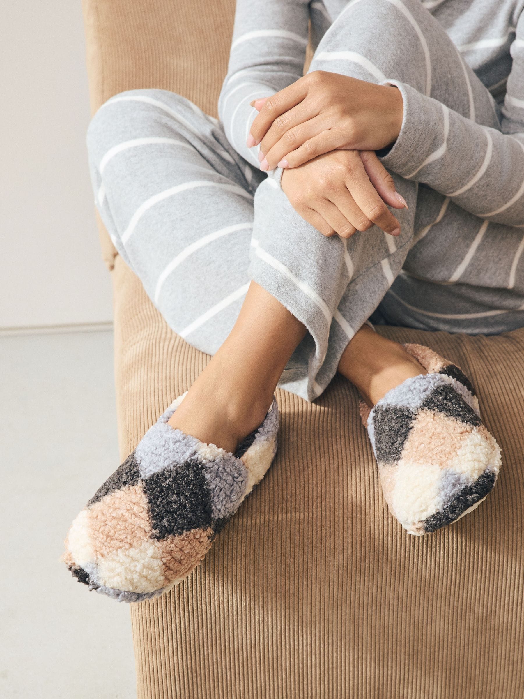 Grijs Argyle - Shoot pantoffels met borgvoering