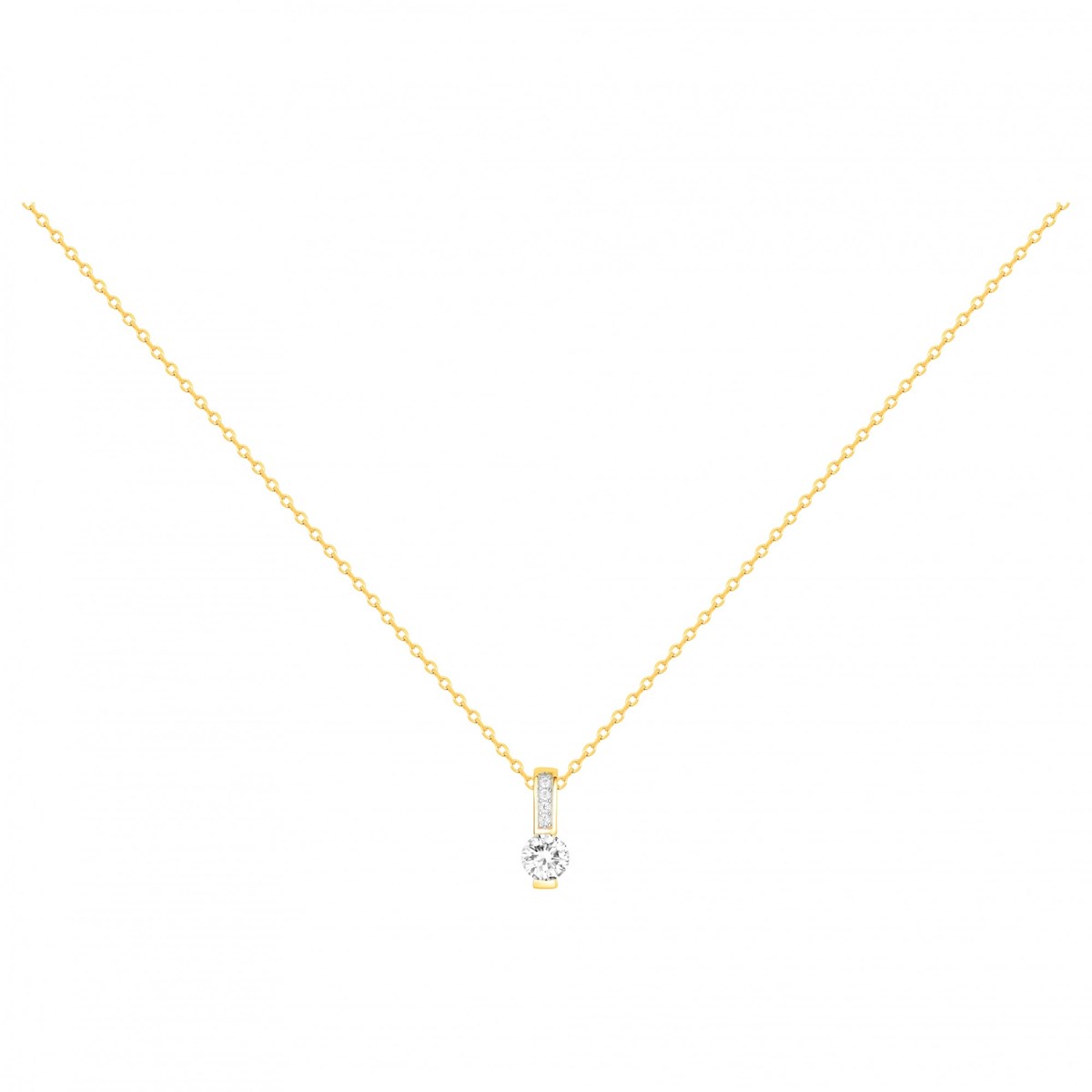 Collier en Plaqué Or avec oxyde de zirconium blanc