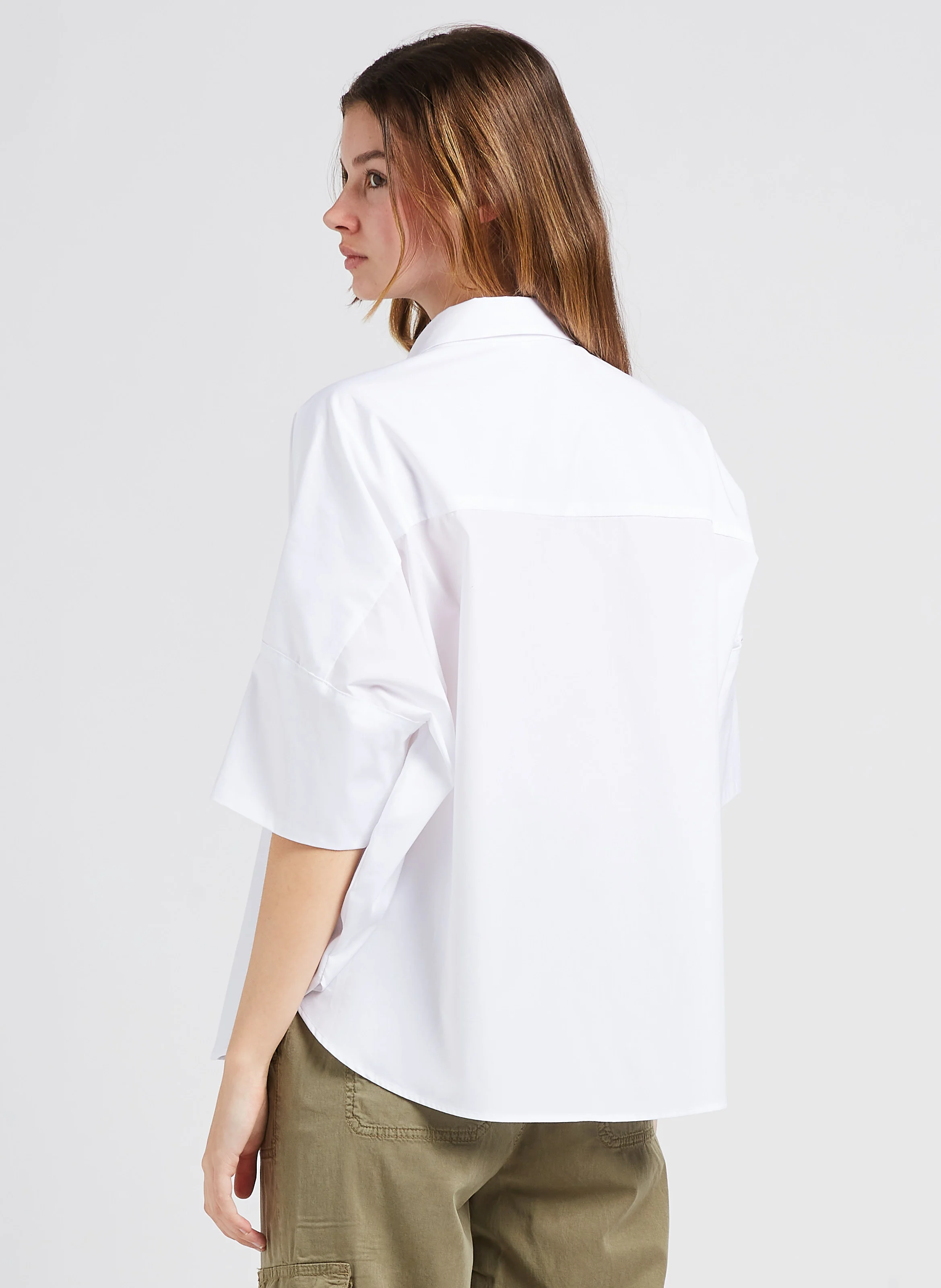 NARA - Chemise oversize col classique en coton | Blanc