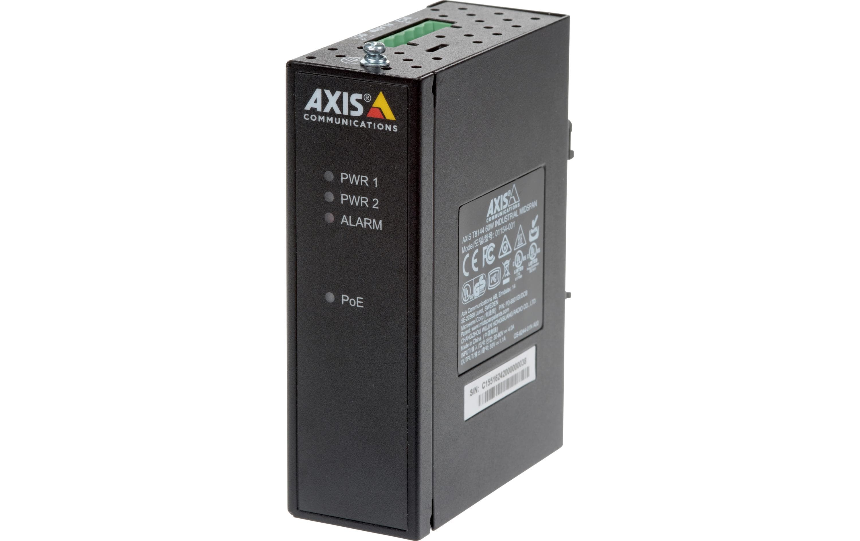 PoE+ Injector T8144 60 W Industrial Midspan<br>Midspan in Industrieausführung mit Einzelport, für PoE-Geräte von Axis